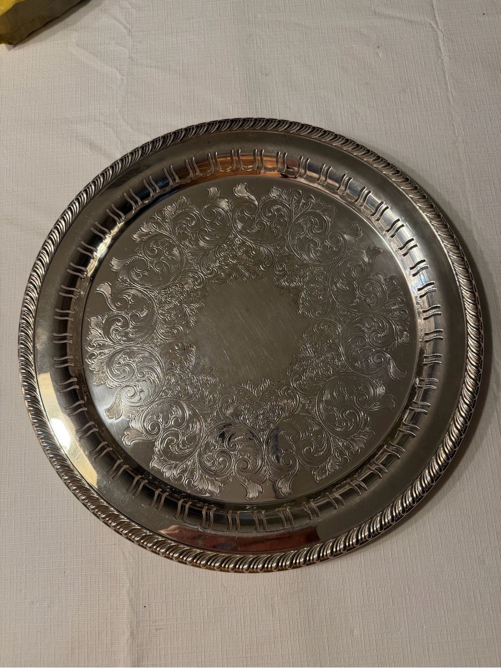 Vintage William A Roger’s Silver Serving Tray - Ornate Scroll Design